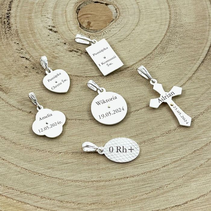 Srebrny Łańcuszek Komunijny + Krzyżyk Jezus 925 + Grawer Na Chrzest Ko