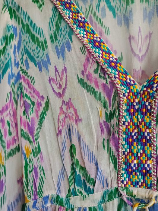 Luksusowa Sukienka Maxi Monsoon Kaftan 10 38 Wiskoza Boho Ikat
