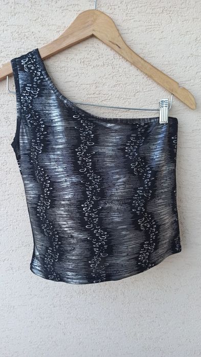 Top Preto e Prateado