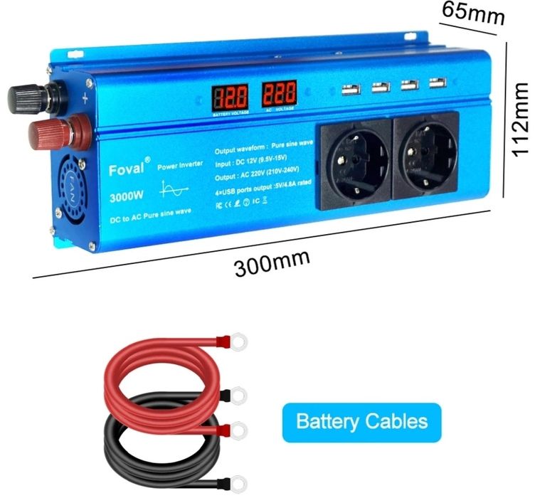 Инвертор Foval 2200 2600 3000 Вт ЧИСТЫЙ синус інвертор преобразователь