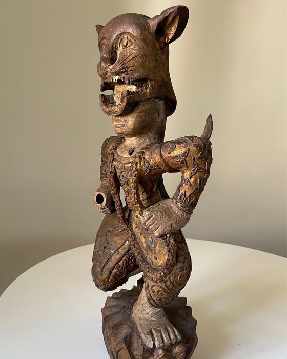 Wojownik 58cm Bali Java Rzeźba Dvarapāla Stare Vintage