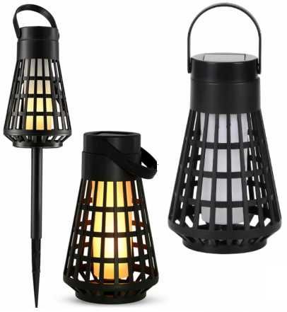 LAMPA SOLARNA LATARNIA OGRODOWA LED EFEKT PŁOMIENIA OGIEŃ CZUJNIK ZMIERZCHU