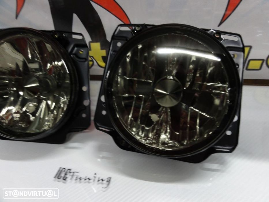 Farois frontais com luz branca 5000k para VW Golf 2 / II com fundo preto / Smoke