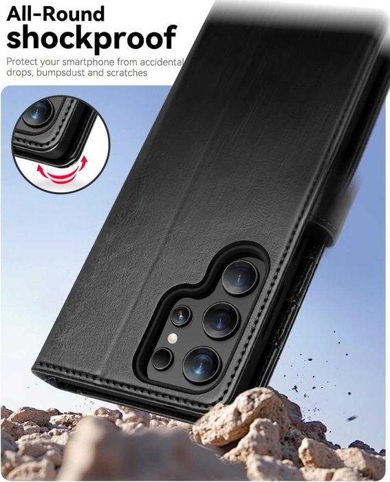 OCASE etui skórzane z klapką do Samsung Galaxy S25 Ultra RFID czarne