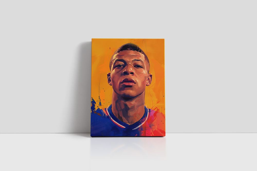 Nowoczesny Portret Kylian Mbappé na płótnie 75x100 cm