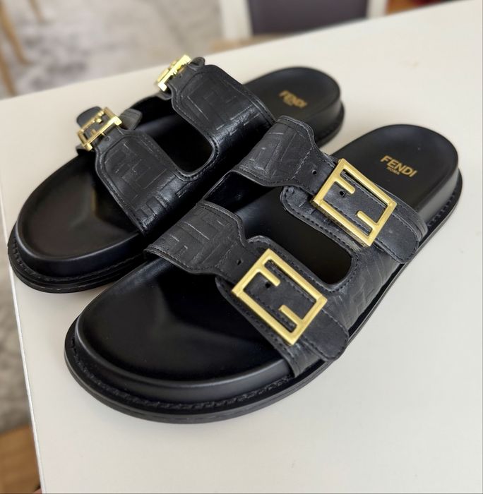 Fendi Roma FF Leather Slides – r. 46 (wypada jak 45) – stan bardzo dobry