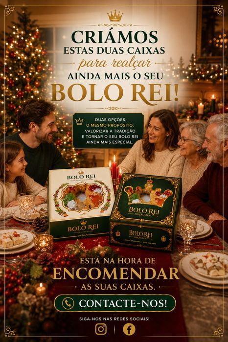 Criámos duas caixas exclusivas para valorizar ainda mais o seu Bolo Rei.