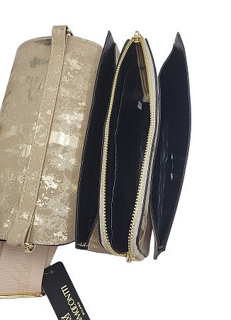 Torebka listonoszka Massimo Conti trzy komory beż ze złotym Dubaj