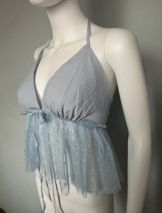 Top tiulowy na ramiaczkach baby blue
