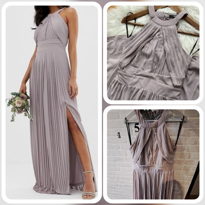 Sukienka fiolet  Asos 40  tfnc London  plisowana długa