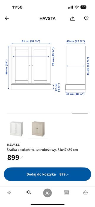 Zestaw mebli Ikea Havsta szare + gratis stolik