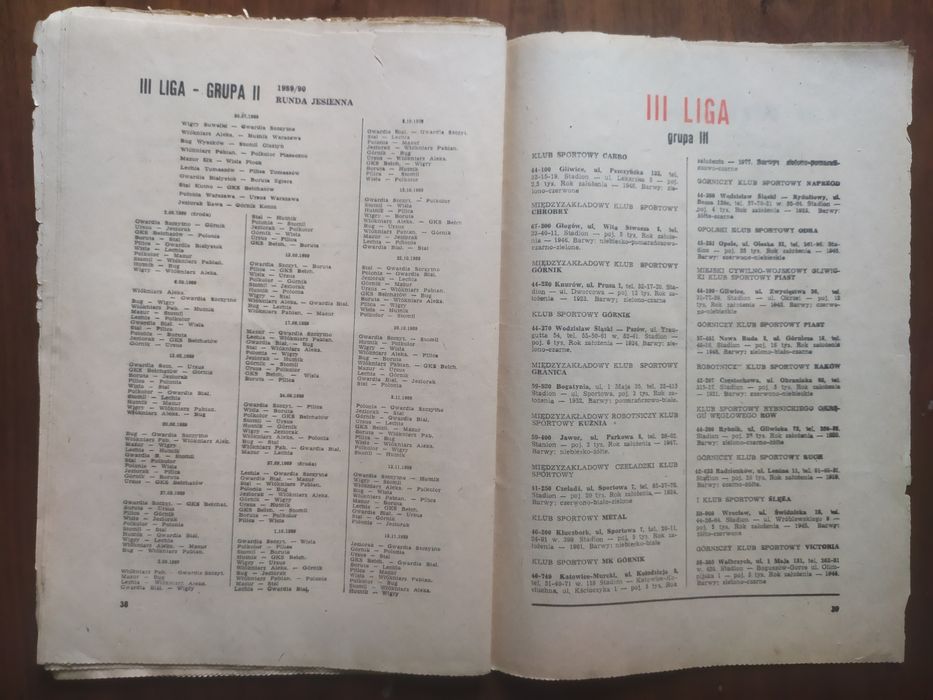 Skarb kibica I II III liga polska jesień 1989