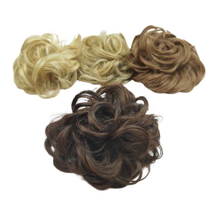 Treska na gumce kok messy bun czekoladowy brąz