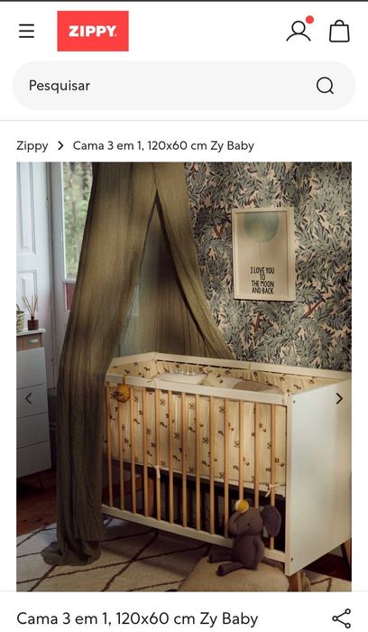 Berço/cama/ next to me (Zippy) 3 em 1, evolutivo, -NOVO