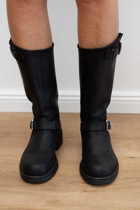 Skórzane wysokie włoskie buty Subdued - stan idealny!