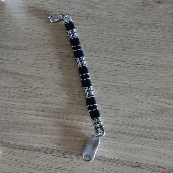 Bransoletka męska stal + kauczuk, 21.5 cm