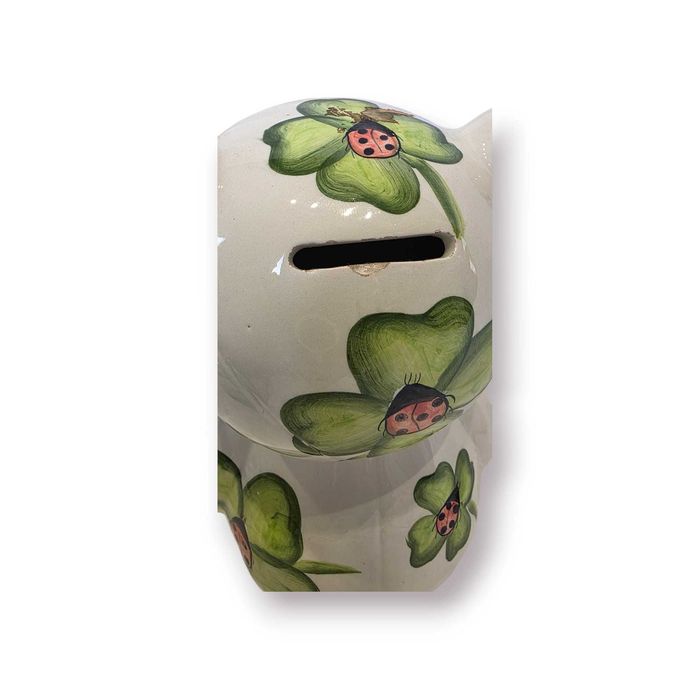 Cofre Cerâmica – Ursinho com Trevos e Joaninhas – 23 cm