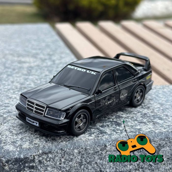 Дрифт машинка Mercedes W201 Mini Drif Черная на радиоуправлении 1:43