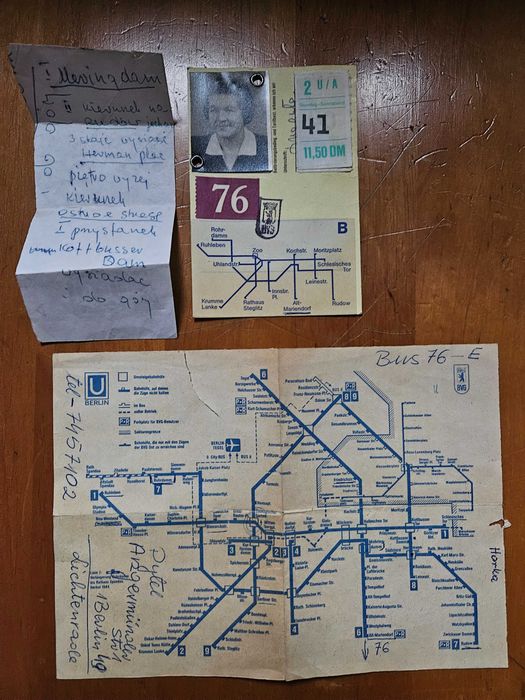 Stary bilet okresowy karta czasowa i mapa metra Berlin Zachodni