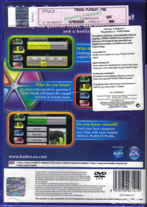 Jogo PS2 TRIVIAL PURSUIT - Novo! A Estrear! Selado!