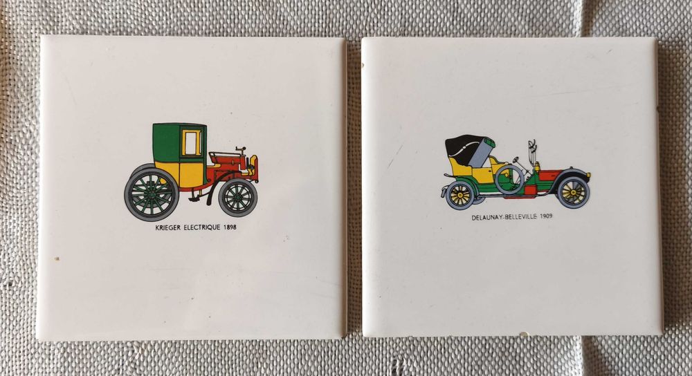 Lote de 2 Azulejos de colecção carros antigos - Estaco