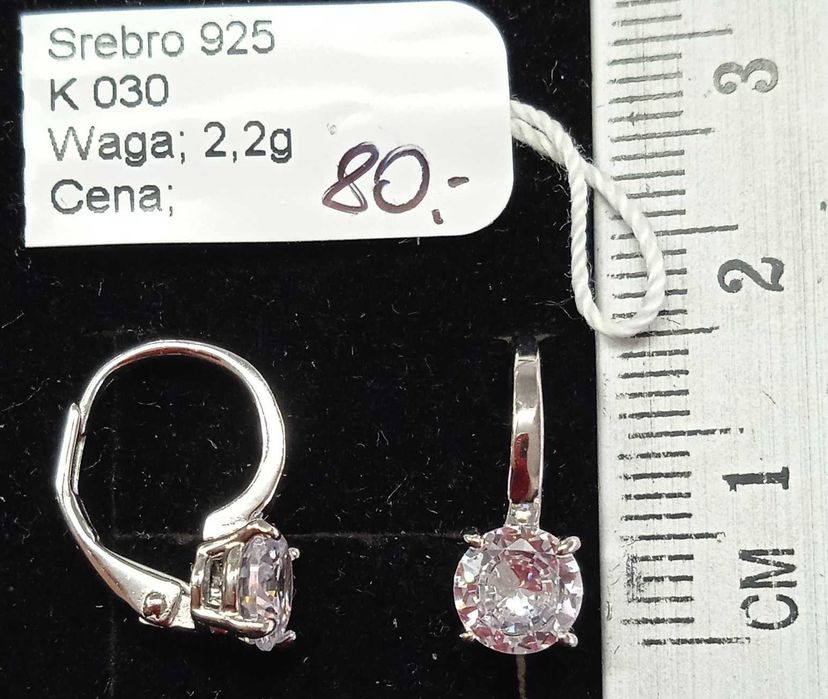 Kolczyki krótkie przy uchu cyrkonia Srebro 925 Nowe