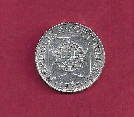 MOEDA de Ex Colonia Sao Tomé e Principe     10 Escudos 1939  Prata