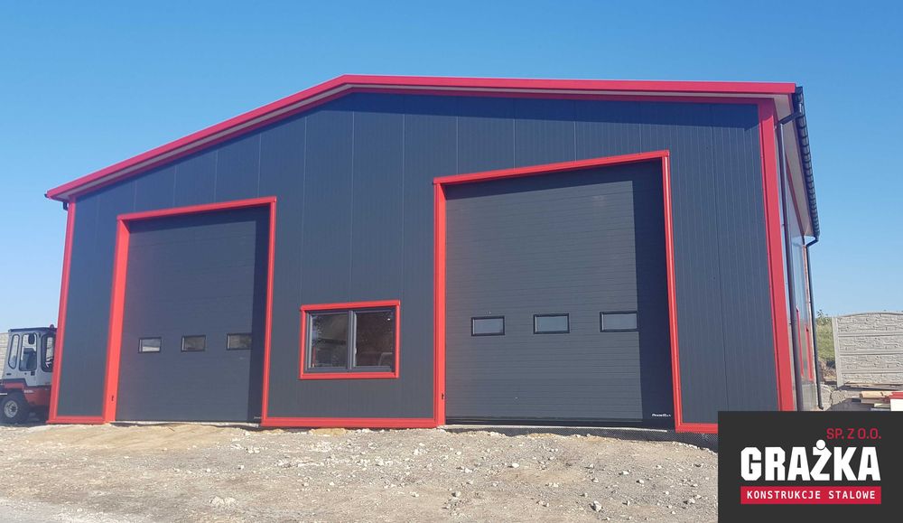 Budynek z płyty warstwowej magazyn garaż konstrukcja stalowa 15x24x5m