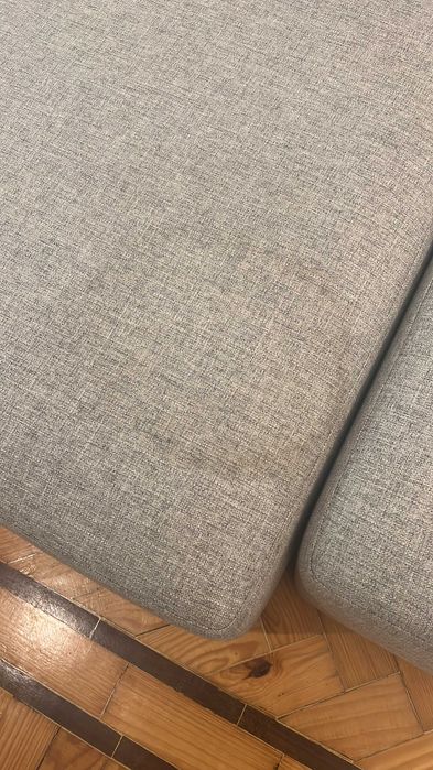 Conjunto de Sofás + Puffs Cinzentos Modulares