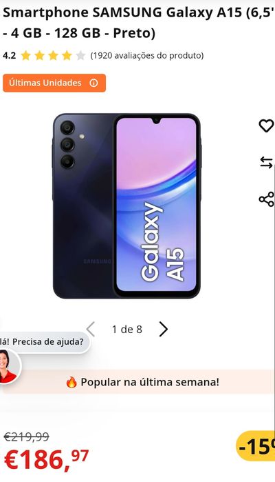 Troco ou vendo samsung A15 128 gigas
