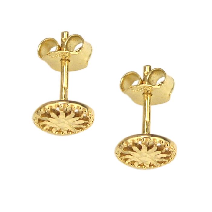 Złote kolczyki diamentowane słoneczka próba 585 na sztyft