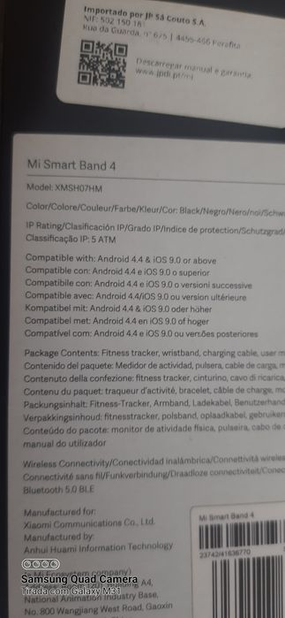 Duas Pulseiras e carregador MI Smart Band 4