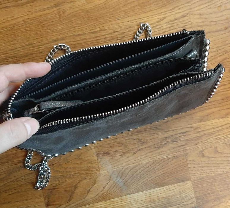 Mała torebka damska, srebrzysty grafit