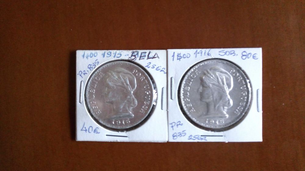 DUAS MOEDAS DE 1$00 PRATA 835%  EM ESTADO BELO E SOB. (VER DESCRITIVO)