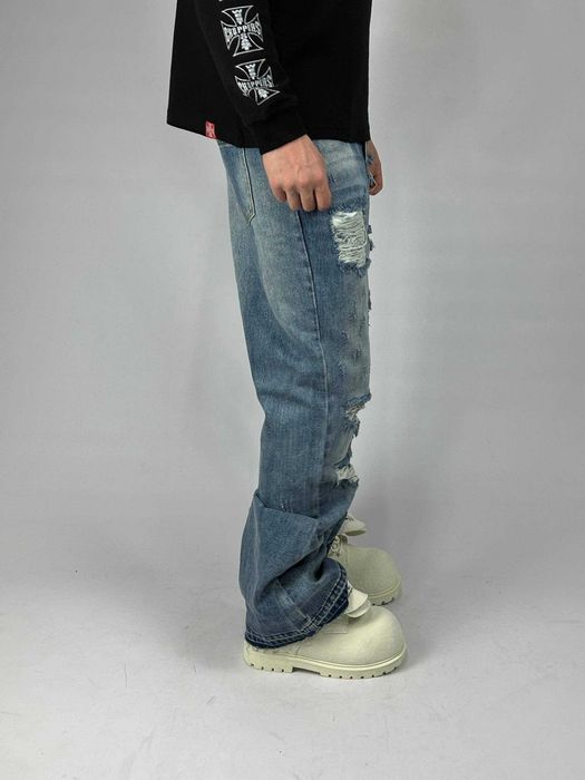 Джинси кльош distressed faded baggy штани archive джинсы сині