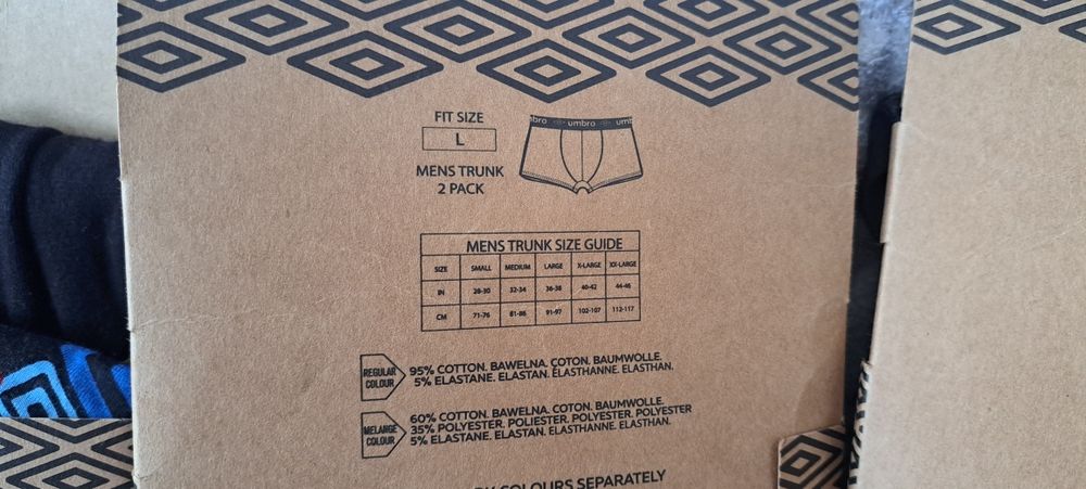 Nowe Bokserki 2pack firmy Umbro Trunks w rozmiarze L