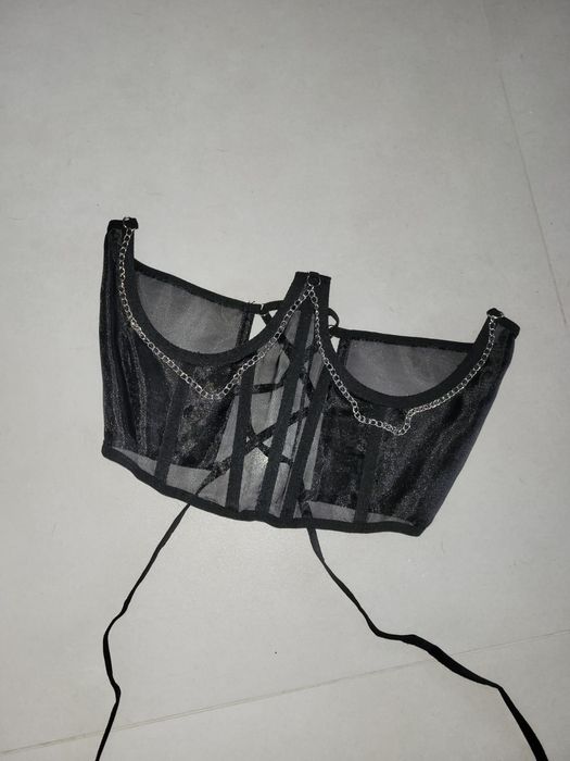 Nowy czarny tiulowy gorset Alternative