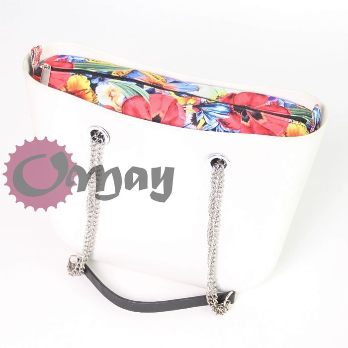 organizer OBAG MINI kwiaty maki cudne czarny wkład 2kieszenie VIP OMAY