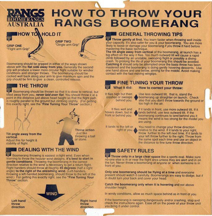 Vendo Boomerangs ALBATROSS da RANGS com 40 anos