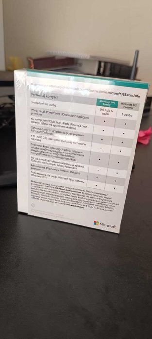 Microsoft 365 Family zafoliowany box , kupiony w sklepie