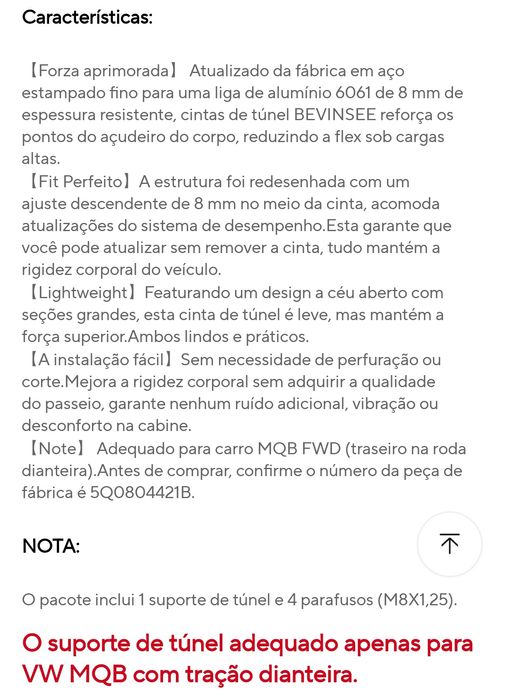 Cinta Reforço Chassi (MQB) Audi S3/Cupra/Golf GTI...