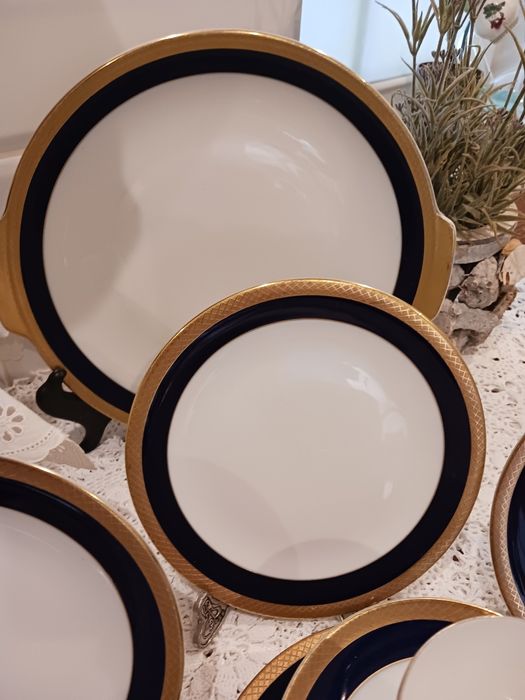 Edelstein Serwis kawa herbata kobalt zlocenie