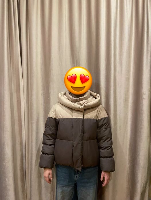 Зимова куртка дитяча, бежево-коричнева,140-146