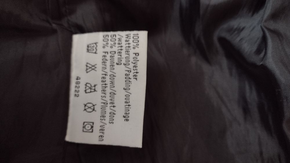 Damski płaszcz puchowy, długa kurtka puch naturalny, pierze r.46