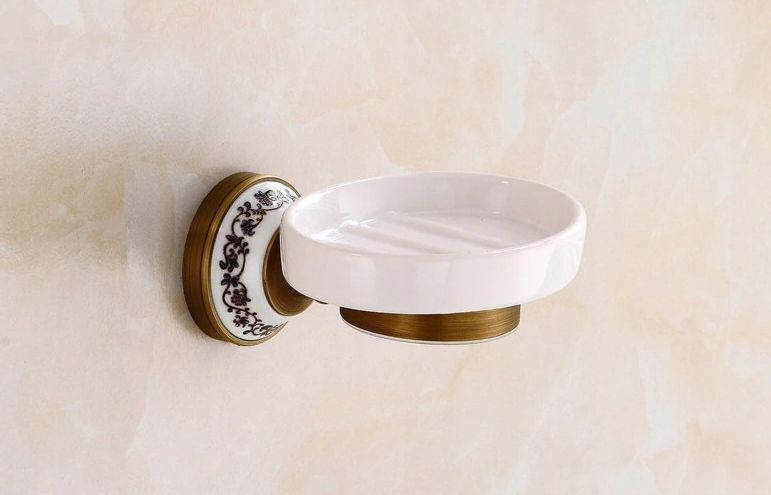 MSA28-712A Mydelniczka ceramiczna RETRO stare złoto