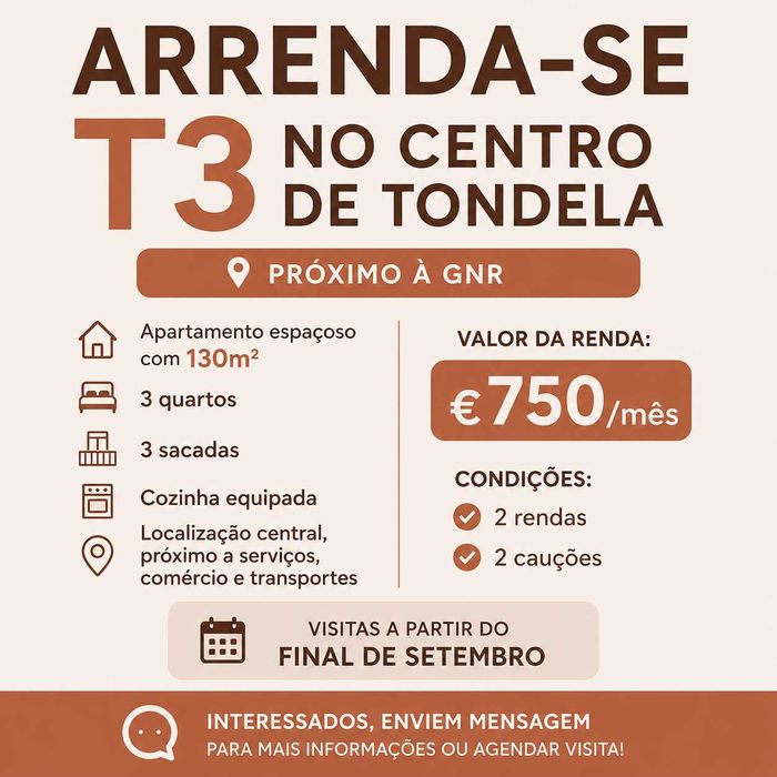 Arrenda-se T3 centro de Tondela
