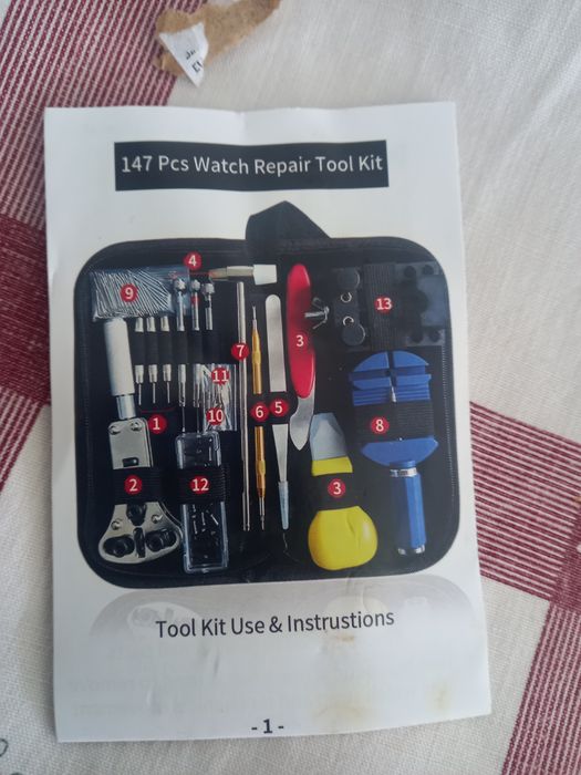 Kit de ferramentas de relojoeiro.