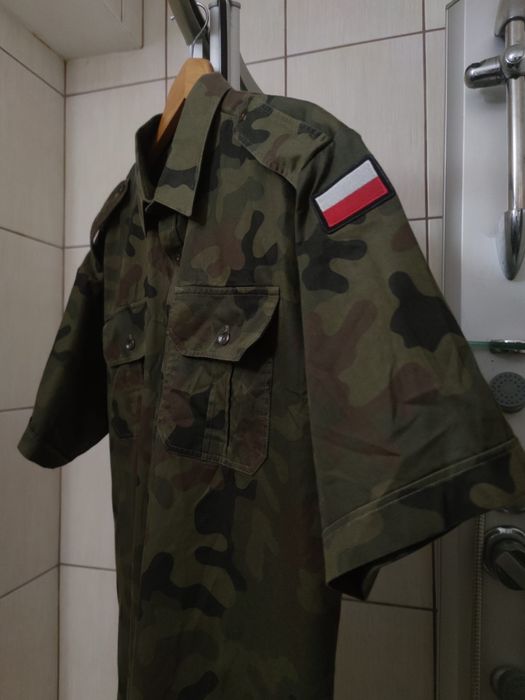 militarna koszula bluzka zapinana z krótkim rękawem XL classic sport