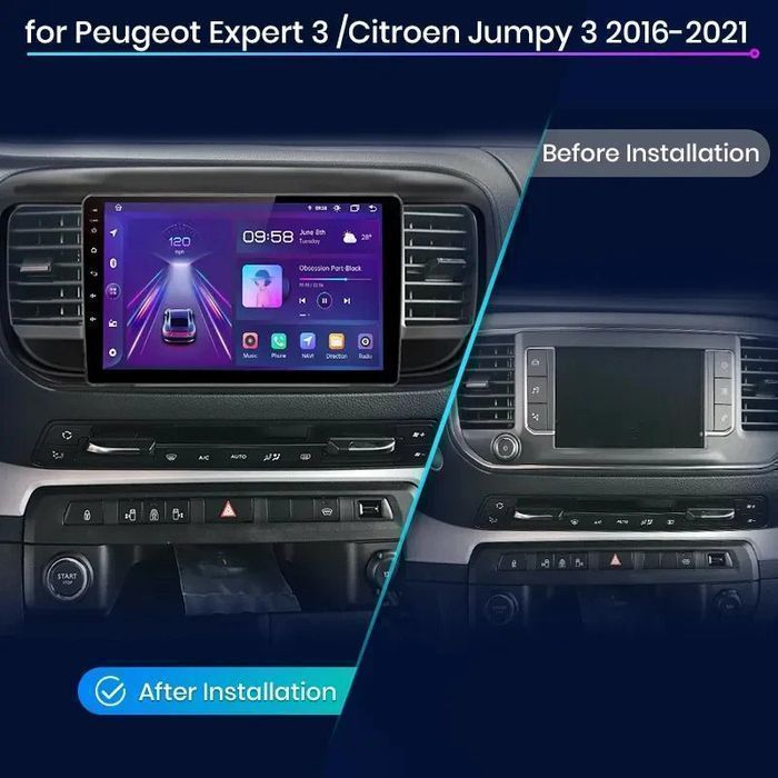 Peugeot Expert Jumpy III – Radio Android 15 9" CarPlay Android Auto 2GB/32GB GPS Nawigacja Stacja Multimedialna WiFi Bluetooth DSP PL