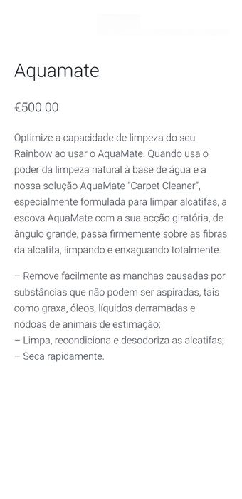 Rainbow - Aquamate - Limpa carpetes sem tirar do lugar.